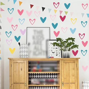Красочные Любовные Декоративные наклейки из ПВХ, Матовый фон для дивана в гостиной, Настенное украшение, наклейки на стены, Теневая коробка, лампочка
